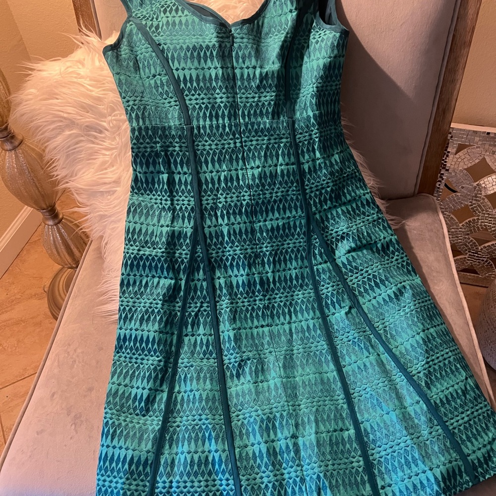 🌸🌸👓Nanette Lepore Teal Geometric Midi Dress